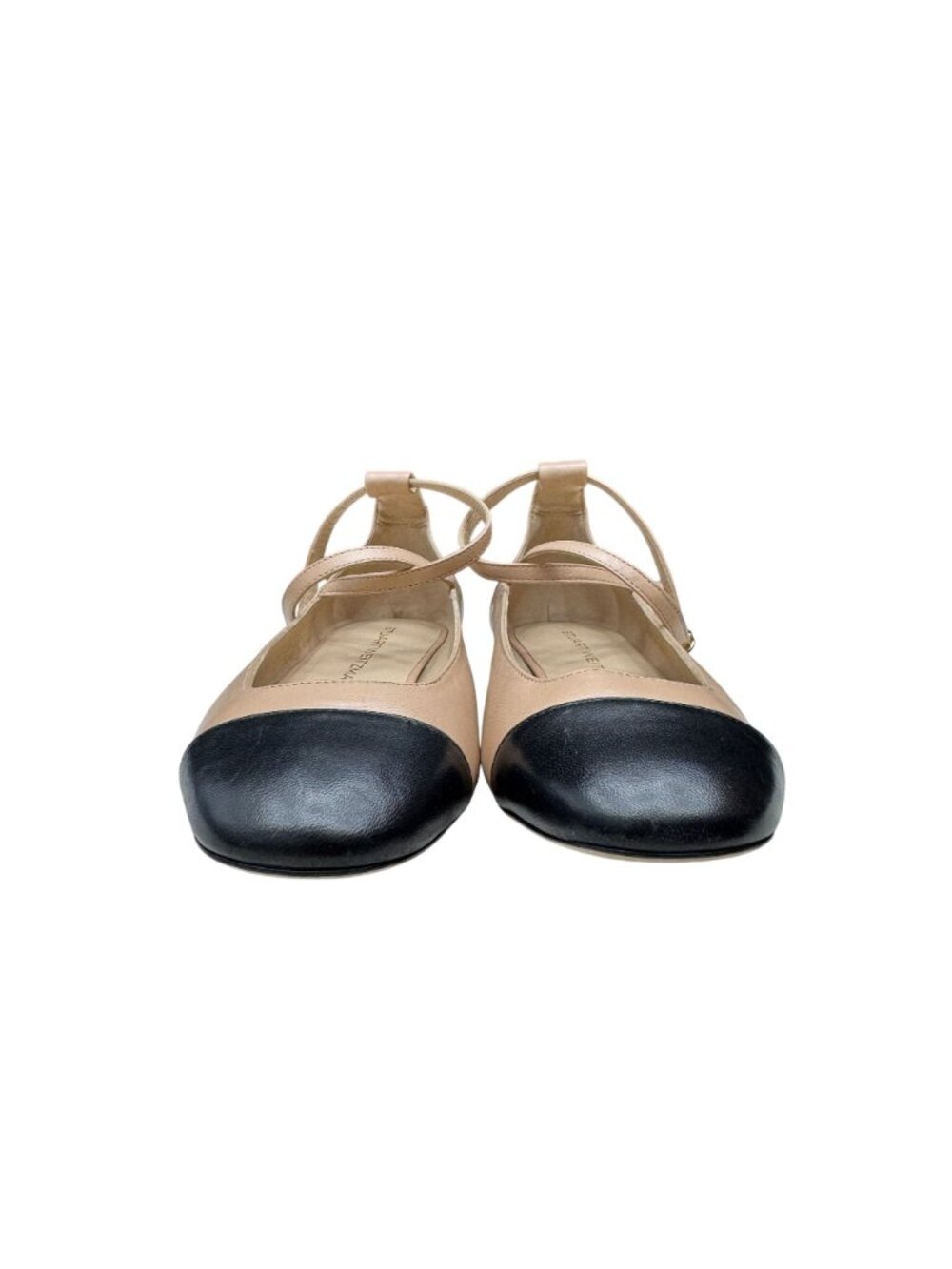 Stuart Weitzman  Eden Strap Flat Women's Tan/Black Cap Toe Shoes Sz 7B WORN ONCE - Picture 2 of 10